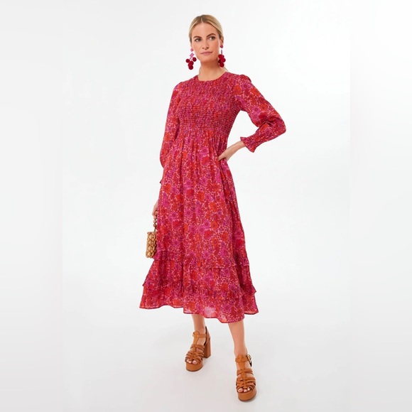 Tuckernuck, Pink City Prints Isabel Classic Dress in Vintage Poppy. Size XS - Picture 1 of 5